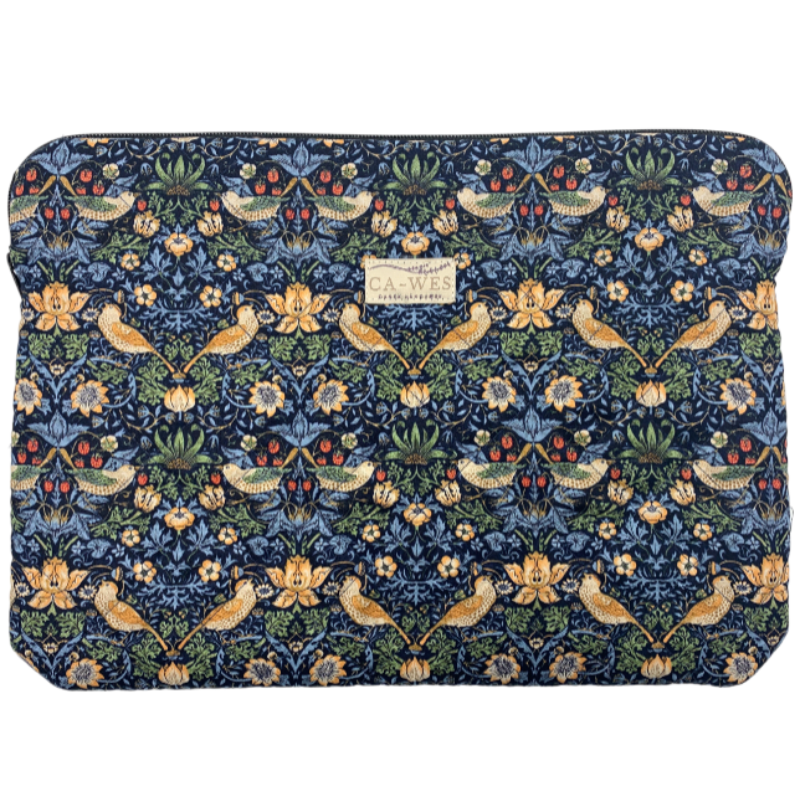 Kamille Computer Sleeve - William Morris Strawberry Thief Mini/ Dark Navy Front