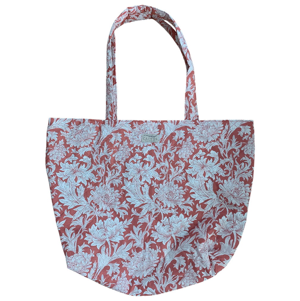 Lotus Tote bag - William Morris Chrysanthemum Tonal /Coral