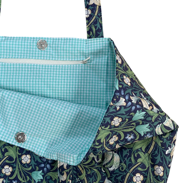 Lotus Tote bag - William Morris Golden Lily/ Navy