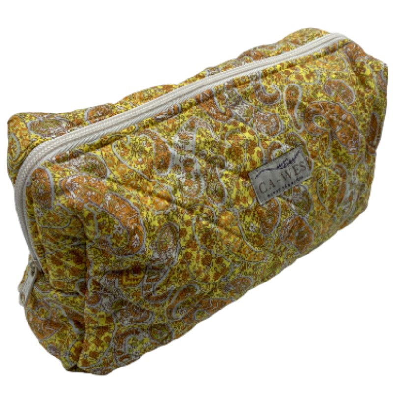 Primula Toilettaske - Kokka Paisley/ Yellow Skråtop