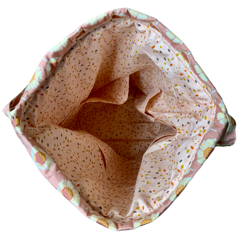 Lavendel Projekttaske - Kokka Flowers/ Peach Top,åben