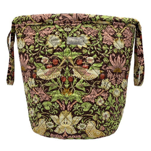 Projekttaske i William Morris Strawberry Thief/Chocolate