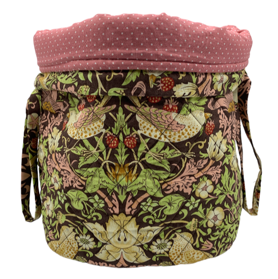 Projekttaske i William Morris Strawberry Thief/Chocolate