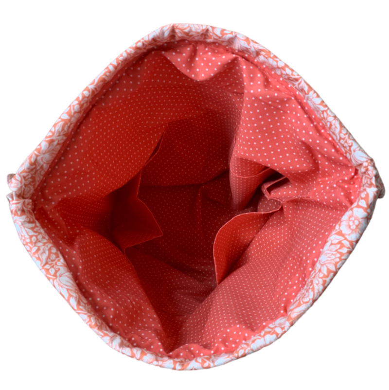 Lavendel Projekttaske - William Morris Mallow/ Coral Top,åben