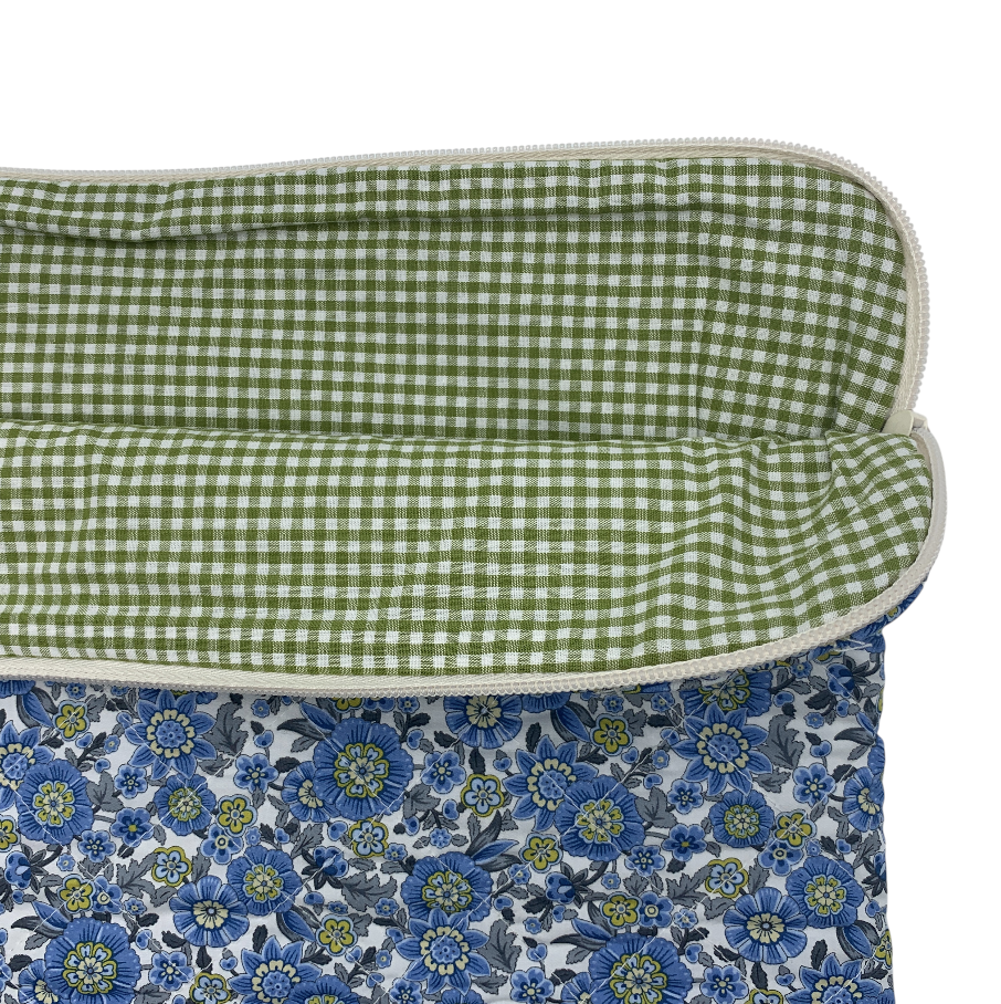 Rose Computer Sleeve - Liberty Razai / Blue Green