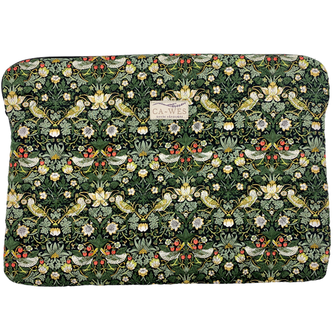 Rose Sleeve i Liberty Strawberry Thief Mini/ Dark Green Front