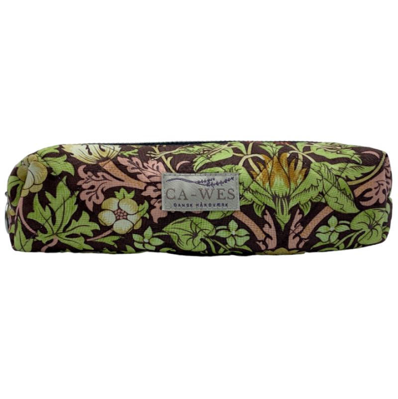 Valmue penalhus i William Morris Strawberry Thief/Chocolate Front