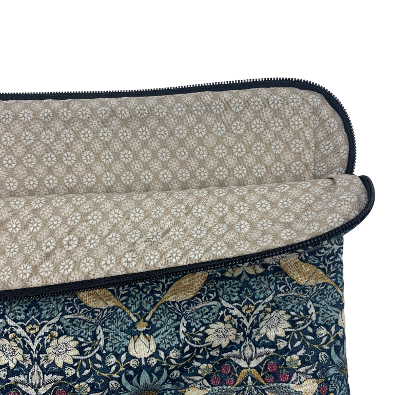 Rose Computer Sleeve - William Morris Strawberry Thief Mini/ Petrol