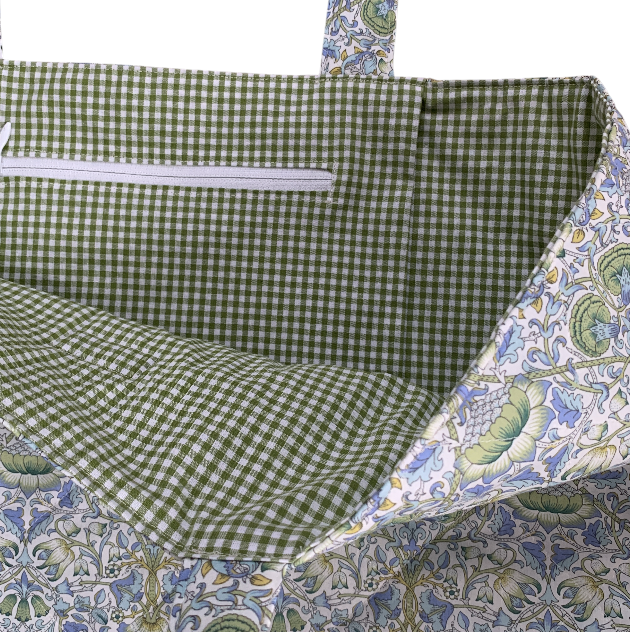 Lotus Tote bag -  Liberty Lodden/ Green Blue