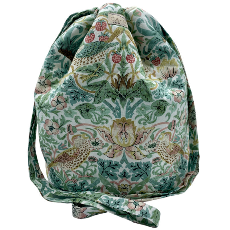 Lavendel Projekttaske  i WM Strawberry Thief/Olive Front, Lukket