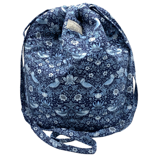 Lavendel Projekttaske - William Morris Strawberry Thief Mini/ Indigo