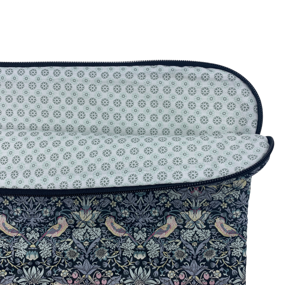 Rose Computer Sleeve - Liberty Strawberry Thief / Black Rose