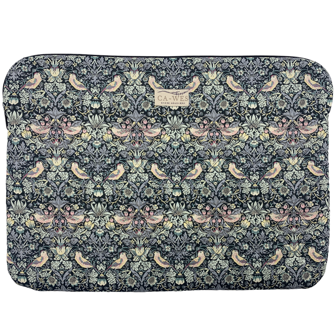 Rose Computer Sleeve - Liberty Strawberry Thief / Black Rose