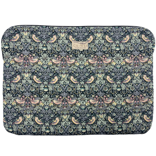 Rose Computer Sleeve - Liberty Strawberry Thief / Black Rose